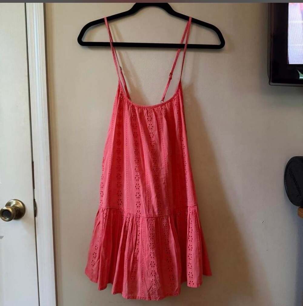 O'Neill Kylee Cotton Eyelet Cover-Up Minidress Size S Coral